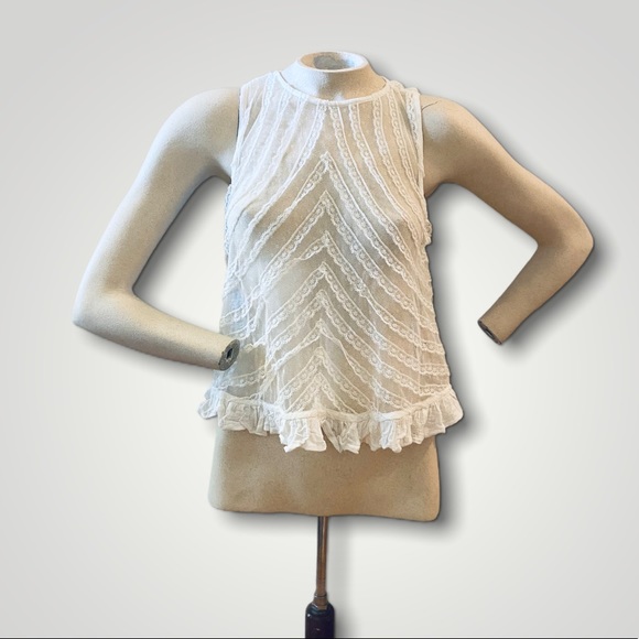 FREE PEOPLE white lace top small - Picture 2 of 13